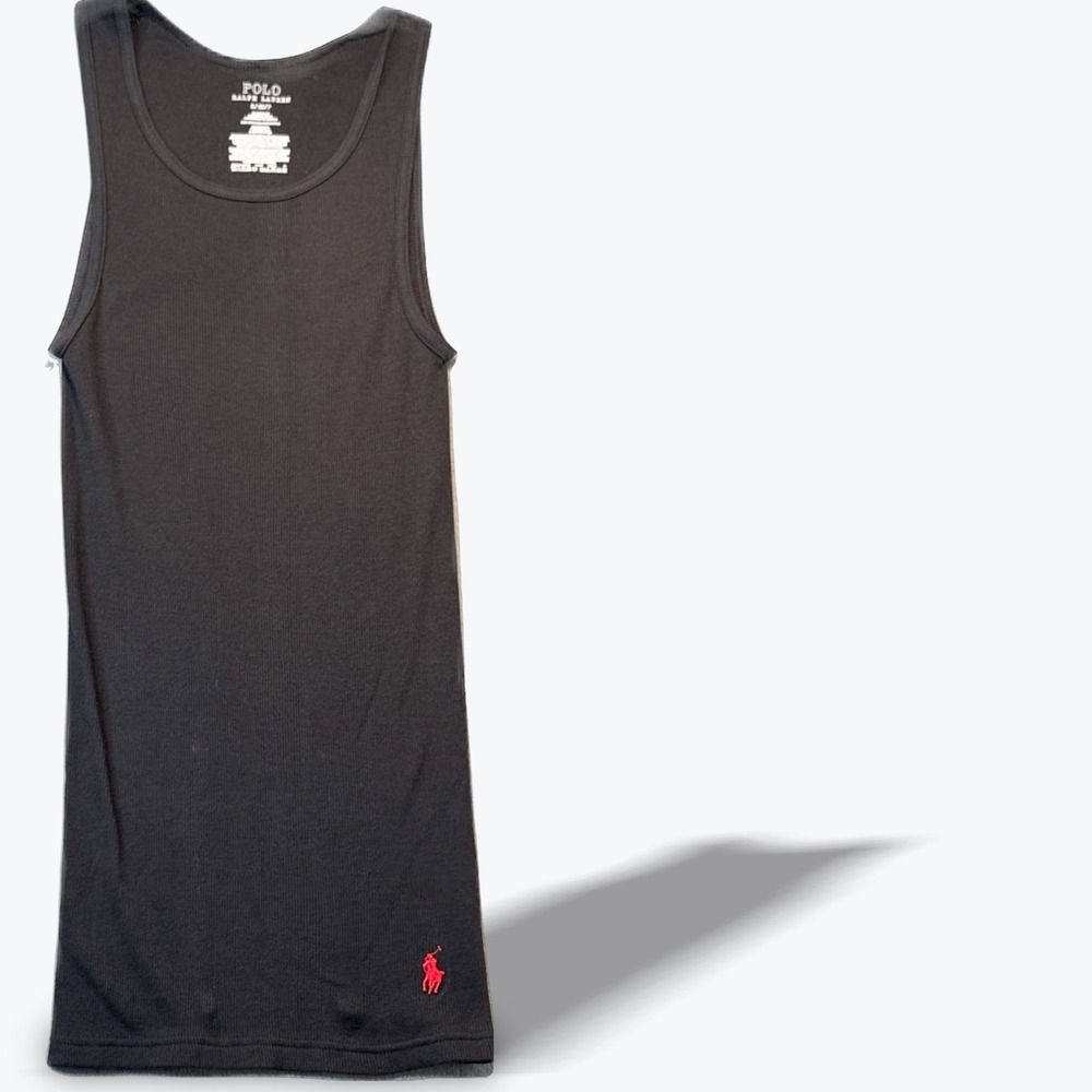 Polo Ralph Lauren Tank Top Mens Classic Fit Ribbed Cotton Black Red Pony Small